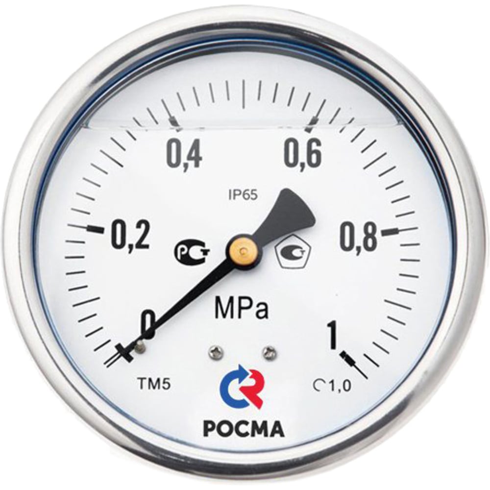 Изображение товара Манометр РОСМА ТМ-520Т.00, осевой (0-0,6 МПа), G1/2, класс 1, диаметр корпуса 100 мм, виброустойчивый, сухой D070-03828