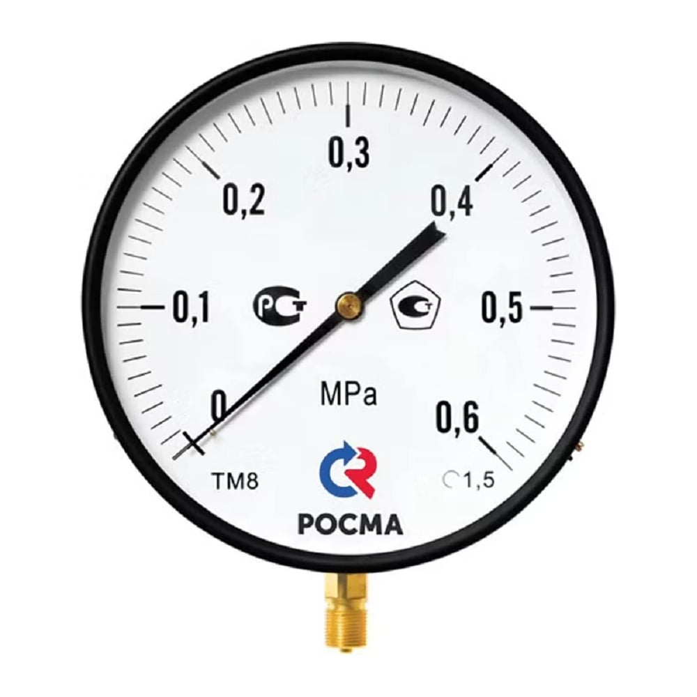 Манометр РОСМА ТМ-810Р.00, радиальный (0-16 кгс/см²), М20х1,5, класс 1,5, диаметр корпуса 250 мм D070-01641