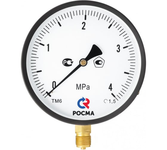 Изображение товара Манометр РОСМА ТМ-610Р.00, радиальный (0-4 кгс/см²), М20х1,5, класс 1,5, диаметр корпуса 150 мм D070-06255