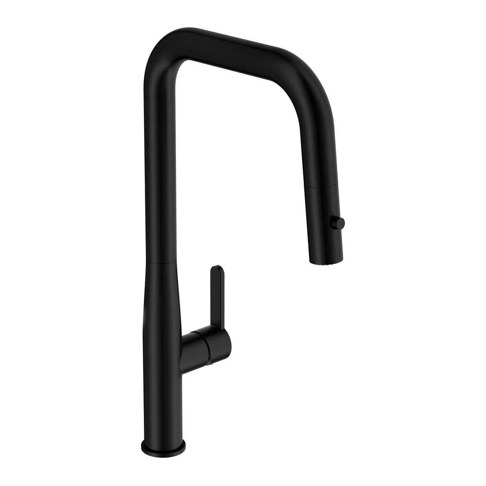 Изображение товара Смеситель для кухни Cersanit OLIVA с п-образным выдвижным изливом шланг однорычажный черный 69014