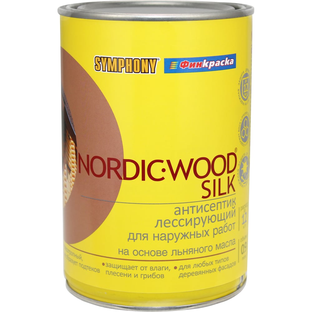 Изображение товара Антисептик SYMPHONY, нордик вуд силк бесцветный, ЕС, 1/0.9л, oсновной 00-00010778