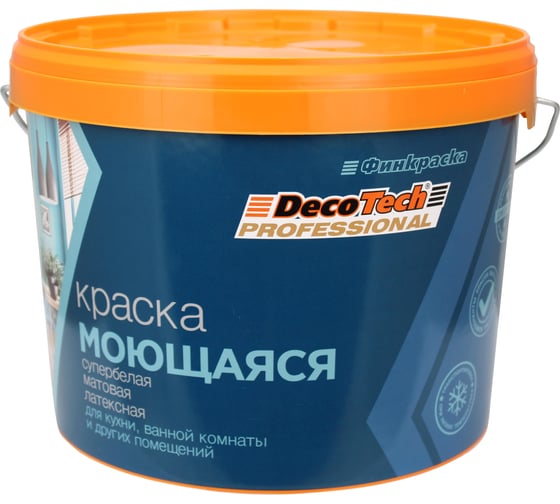 Изображение товара Краска в/э DecoTech, моющаяся база WA, 10/9л, oсновной 00-00015035