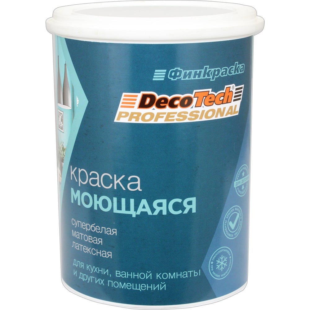 Изображение товара Краска в/э DecoTech, моющаяся база WA, 1/0.9л, oсновной 00-01101602