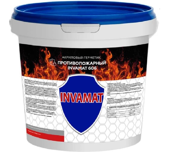 Изображение товара Противопожарный акриловый герметик INVAMAT 606 ведро, серый, 3 кг 1395