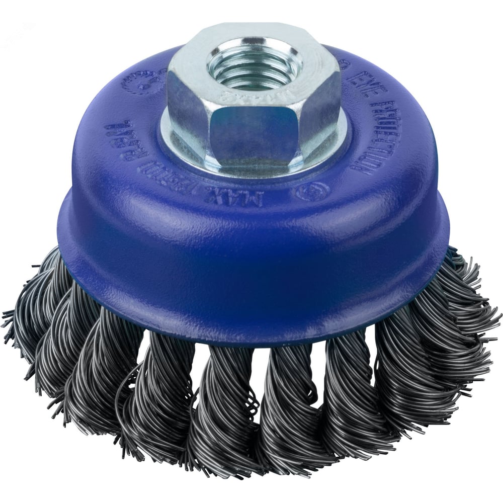 Изображение товара Щетка CUTOP Profi для УШМ, М14, тип Чашка, крученая витая проволока 0.5 мм, 75 мм, блистер 82-898