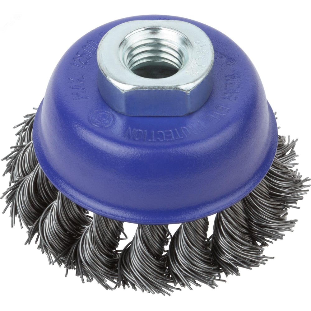 Изображение товара Щетка CUTOP Profi для УШМ, М14, тип Чашка, крученая витая проволока 0.5 мм, 65 мм, блистер 82-897