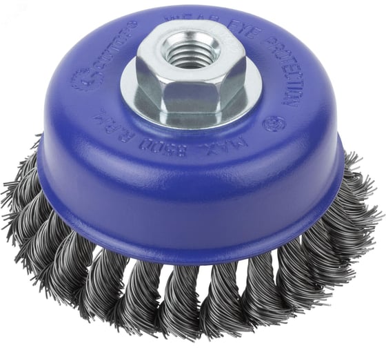 Изображение товара Щетка CUTOP Profi для УШМ, М14, тип Чашка, крученая витая проволока 0.5 мм, 100 мм, блистер 82-899