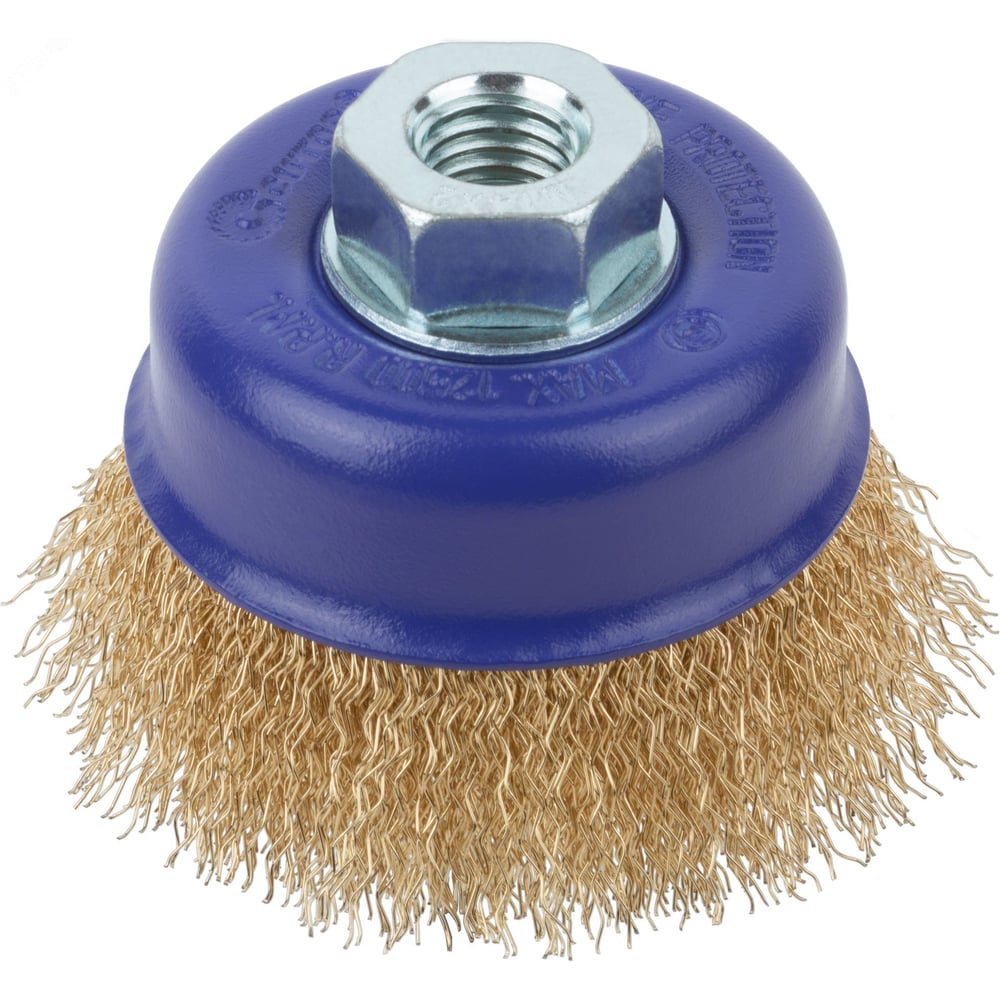 Изображение товара Щетка CUTOP Profi для УШМ, М14, тип Чашка, латун. витая проволока 0.3 мм, 75 мм, блистер 82-894