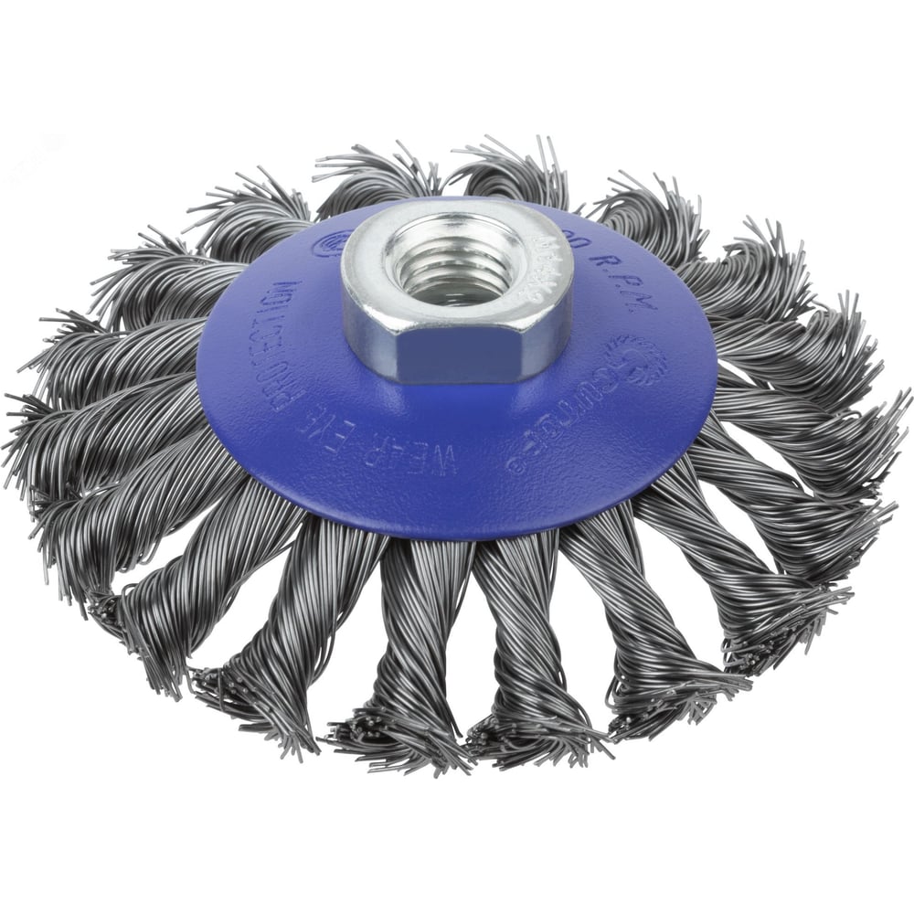 Изображение товара Щетка CUTOP Profi для УШМ, М14, тип Тарелка, крученая проволока 0.5 мм, 100 мм, блистер 82-905