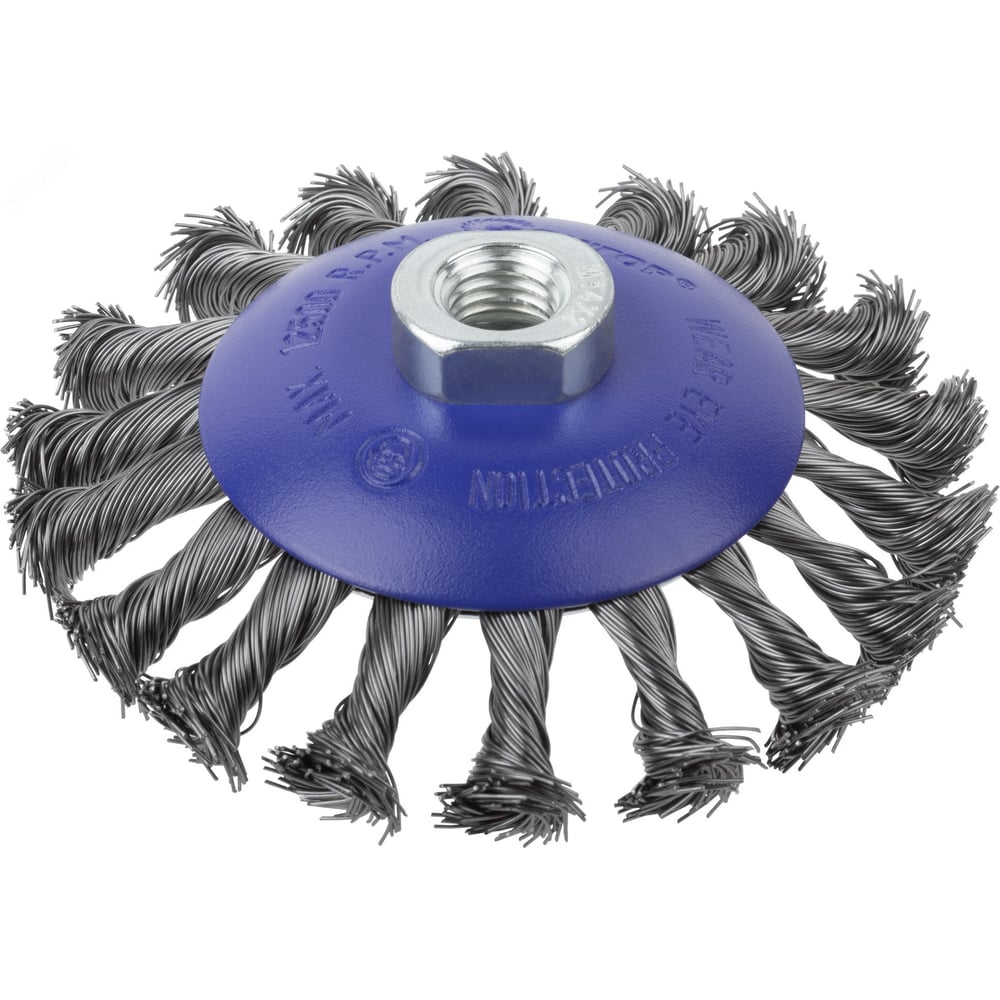 Изображение товара Щетка CUTOP Profi для УШМ, М14, тип Тарелка, крученая проволока 0.5 мм, 115 мм, блистер 82-906