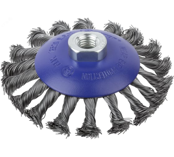 Изображение товара Щетка CUTOP Profi для УШМ, М14, тип Тарелка, крученая проволока 0.5 мм, 115 мм, блистер 82-906