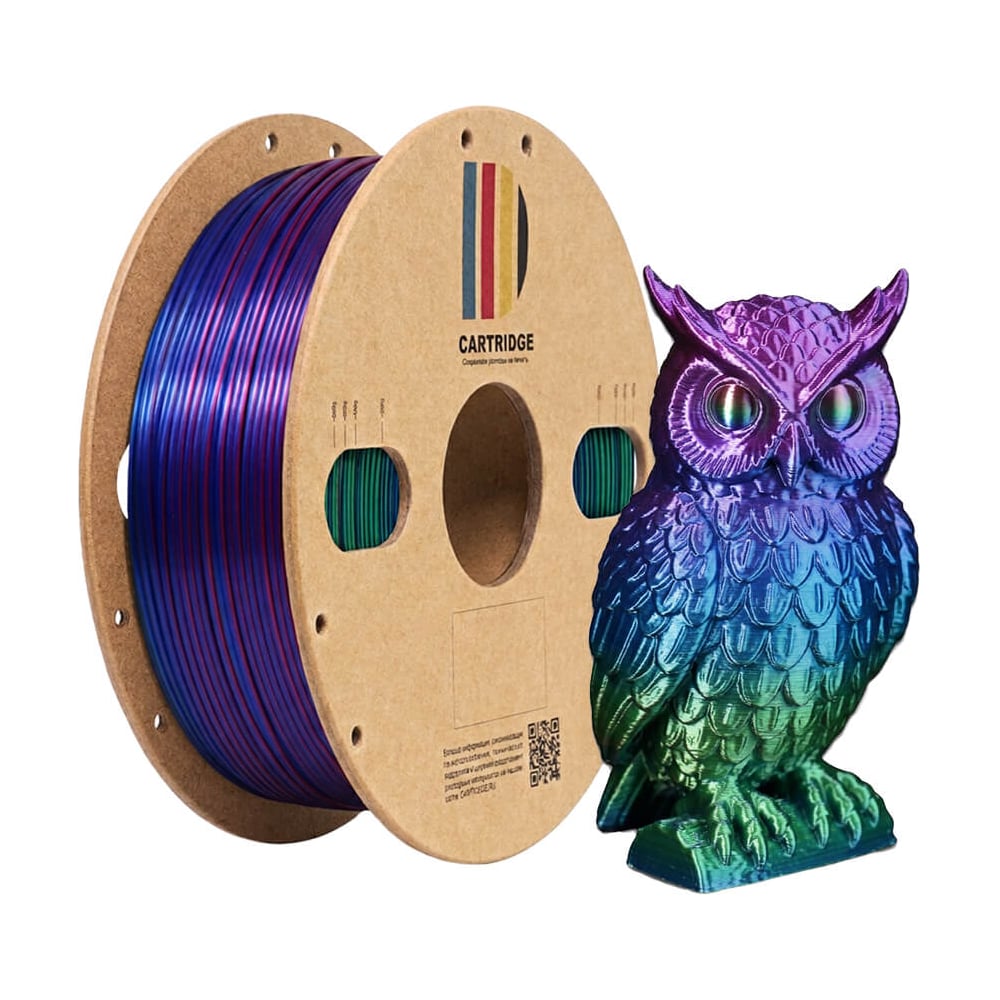 Изображение товара Пластик для 3D-принтера Solution print CartriDge PLA, шёлк синий-зеленый-фиолетовый (Silk) 357799