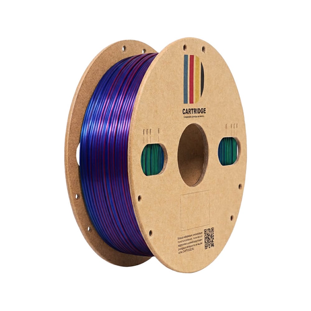 Изображение товара Пластик для 3D-принтера Solution print CartriDge PLA, шёлк синий-зеленый-фиолетовый (Silk) 357799