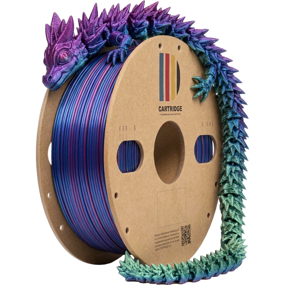 Изображение товара Пластик для 3D-принтера Solution print CartriDge PLA, шёлк синий-зеленый-фиолетовый (Silk) 357799 Изображение товара Пластик для 3D-принтера Solution print CartriDge PLA, шёлк синий-зеленый-фиолетовый (Silk) 357799