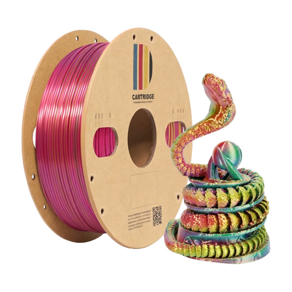 Изображение товара Пластик для 3D-принтера Solution print CartriDge PLA, шёлк золотой-зеленый-красный (Silk) 357801