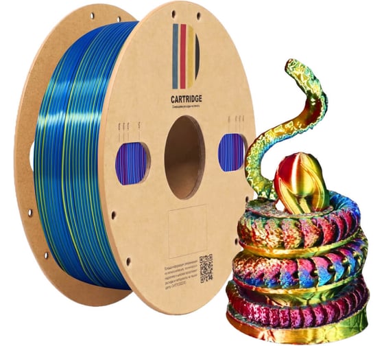 Изображение товара Пластик для 3D-принтера Solution print CartriDge PLA, шёлк красный-синий-золотой (Silk) 357802