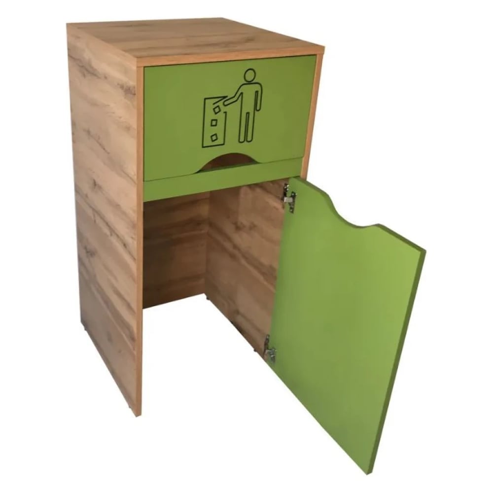 Изображение товара Урна для фудкорта ИП Маковчик Оди 1000 РВ Киви/Дуб с крышкой