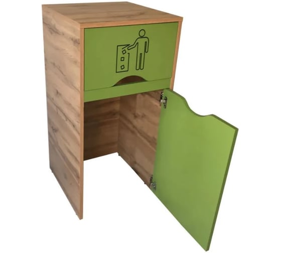 Изображение товара Урна для фудкорта ИП Маковчик Оди 1000 РВ цвет киви/дуб, в разборе, без держателя для мусорных пакетов VUOKDRV-5190007