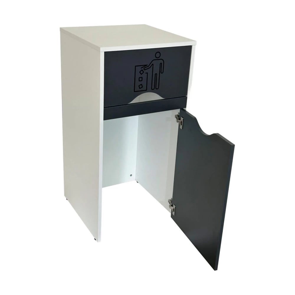 Изображение товара Урна для фудкорта ИП Маковчик Оди 1000 РВ цвет графит/белый, в разборе, без держателя для мусорных пакетов VUOGBRV-5240011