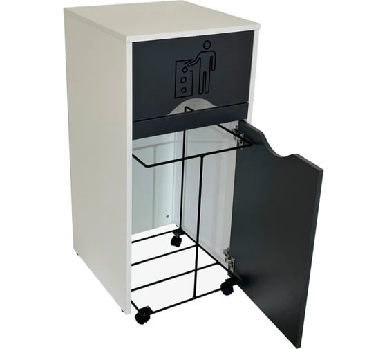 Изображение товара Мусорный контейнер (урна для фудкорта) ИП Маковчик Оди 1000 цвет графит/белый, объём 120 л 5240011UOGB