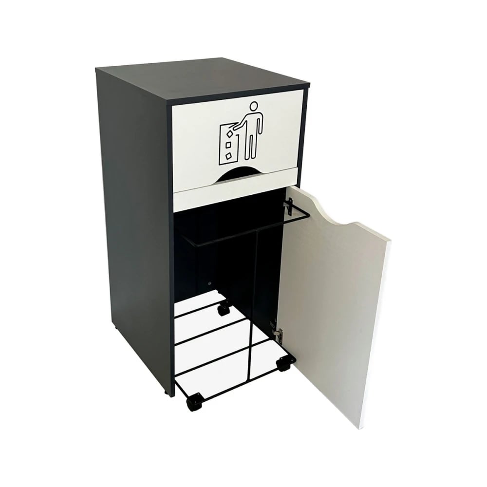 Изображение товара Урна Мидий 120 л с крышкой 500x500x1000 мм Белый/графит