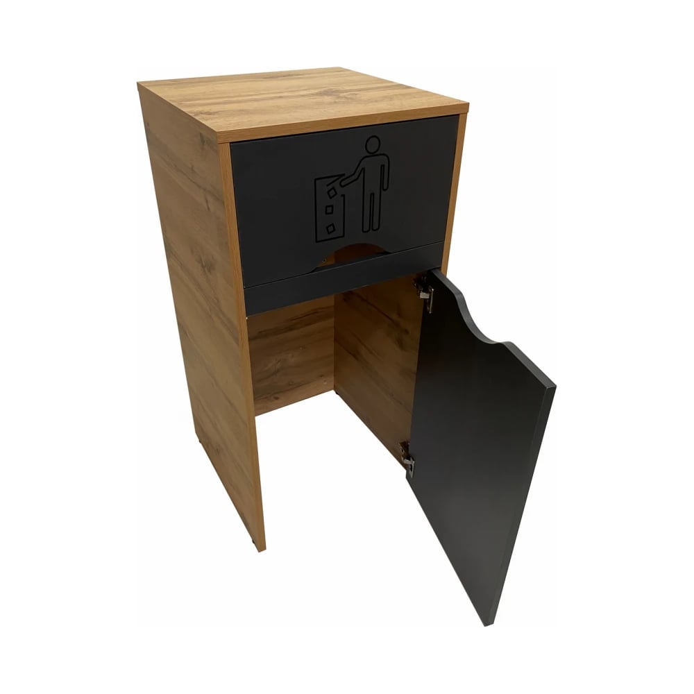 Изображение товара Урна для фудкорта ИП Маковчик Оди 1000 РВ цвет графит/дуб, в разборе, без держателя для мусорных пакетов VUOGDRV-5190009