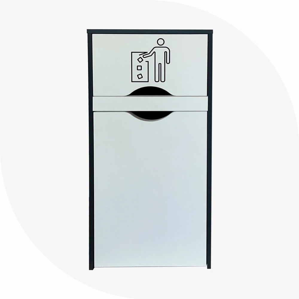 Изображение товара Урна для фудкорта ИП Маковчик Оди 1000 РВ цвет белый/графит, в разборе, без держателя для мусорных пакетов VUOBGRV-5240012