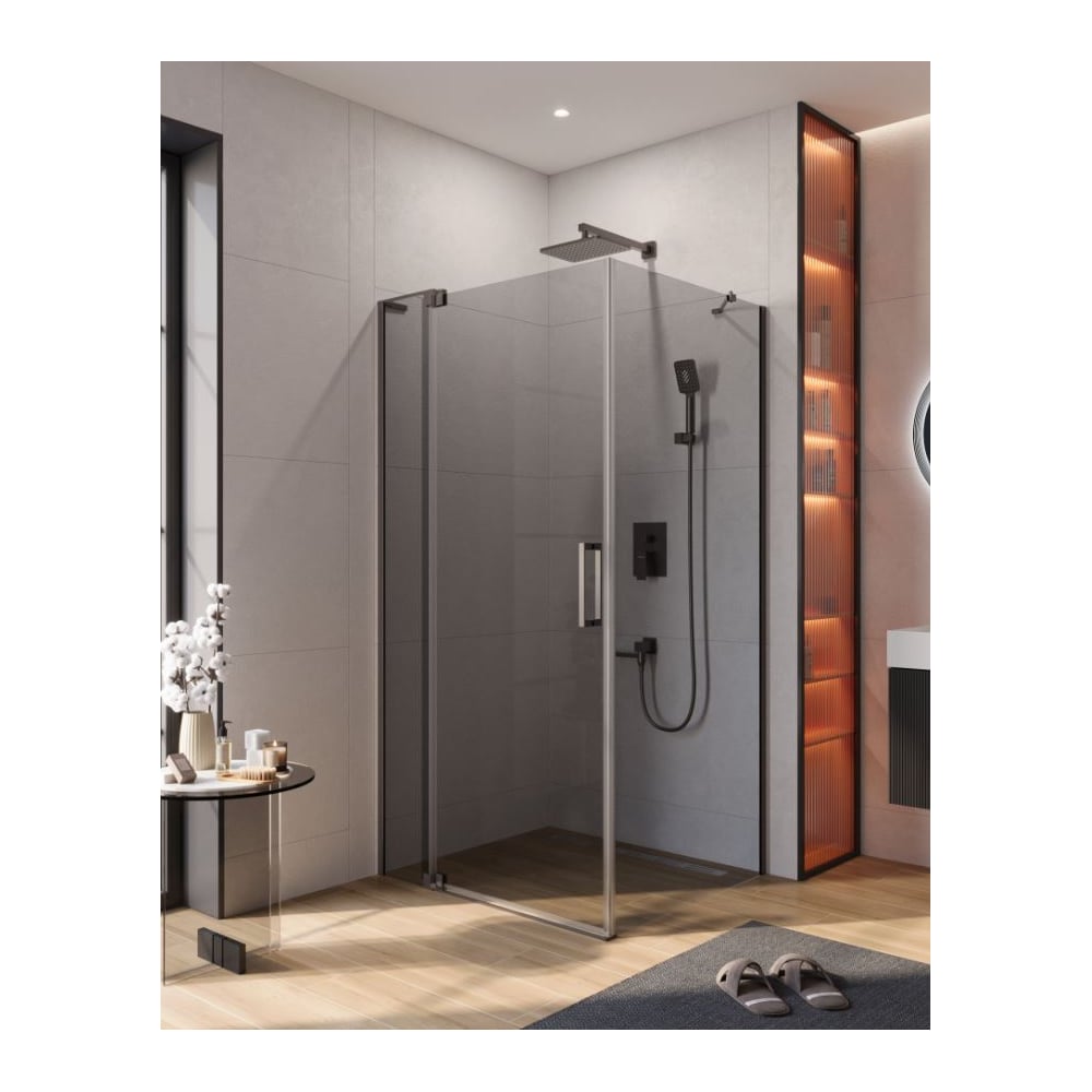 Душевой уголок Cezares SLIDER-AH-1-100-90/100-GRIGIO-GM