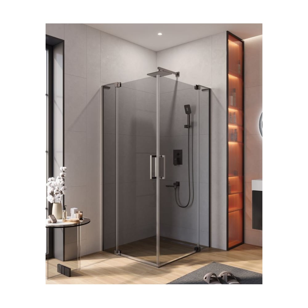 Изображение товара Душевой уголок Cezares SLIDER-AH-2-90/100-100/110-GRIGIO-GM просторный и регулируемый