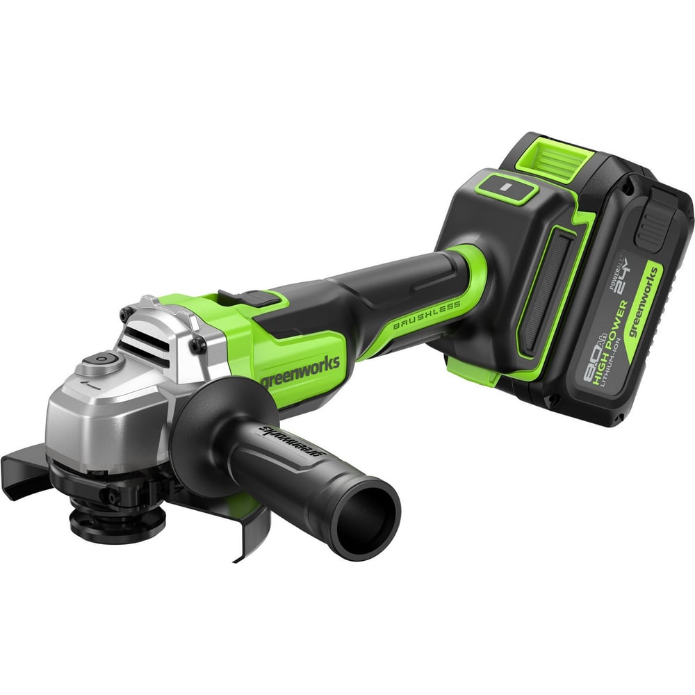 Изображение товара Угловая шлифовальная машина аккумулятор GreenWorks AG590, 24V, б/щет, 125 мм, 8500 об/мин,1х8Ач,ЗУ,  Anti-Kickback, коробка 3201007VUH