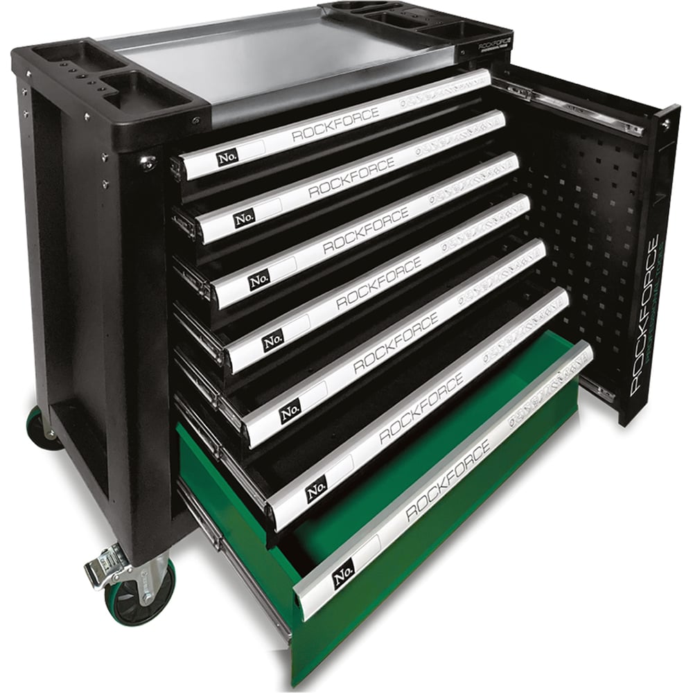 Изображение товара Тележка инструментальная Rockforce 7-ми полочная с набором инструментов 172пр. и дополнительной боковой секцией RF-55306(60399) Изображение товара Тележка инструментальная Rockforce 7-ми полочная с набором инструментов 172пр. и дополнительной боковой секцией RF-55306(60399)