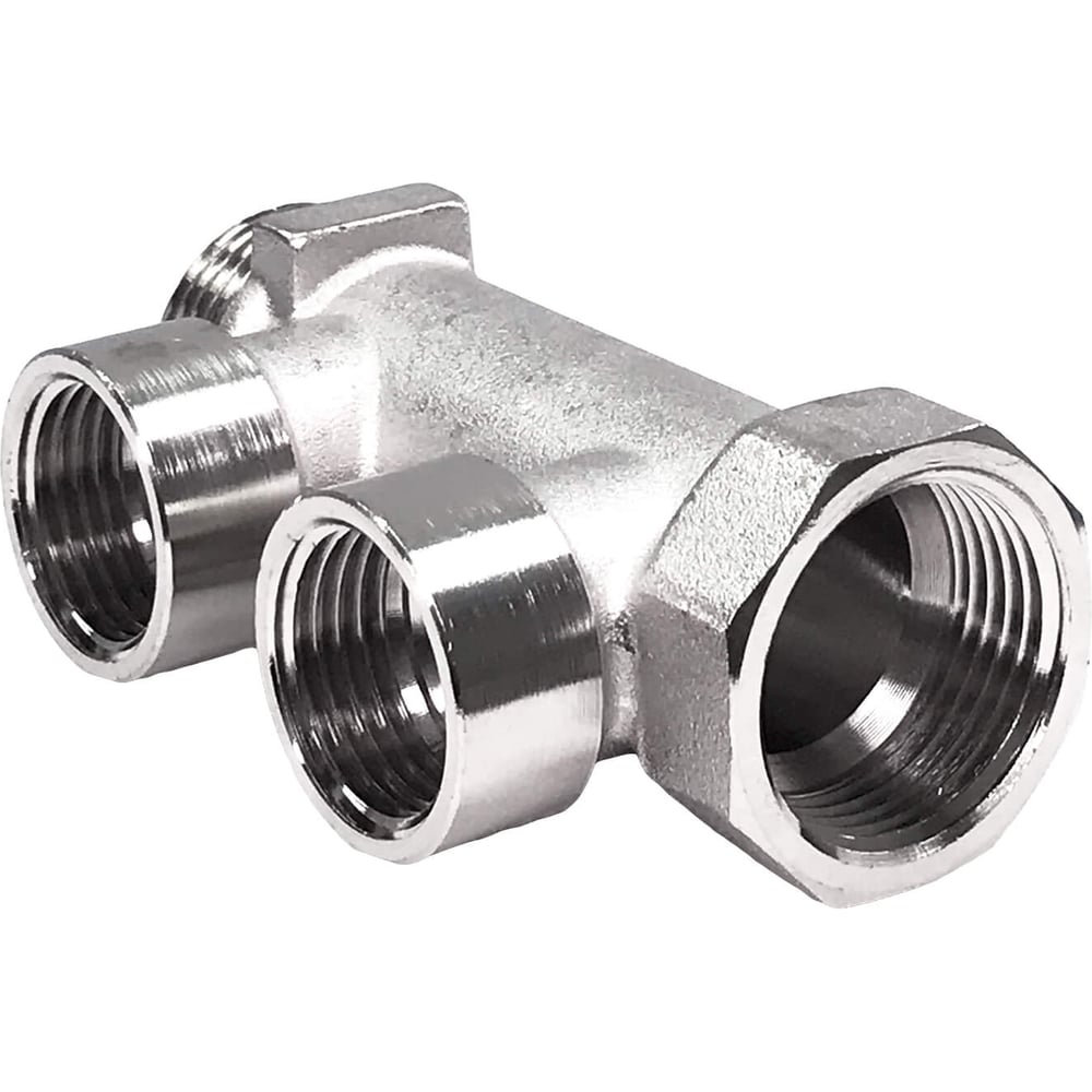 Изображение товара Коллектор STI ГШ 3/4 - 2 отбора 1/2, латунь никелированная