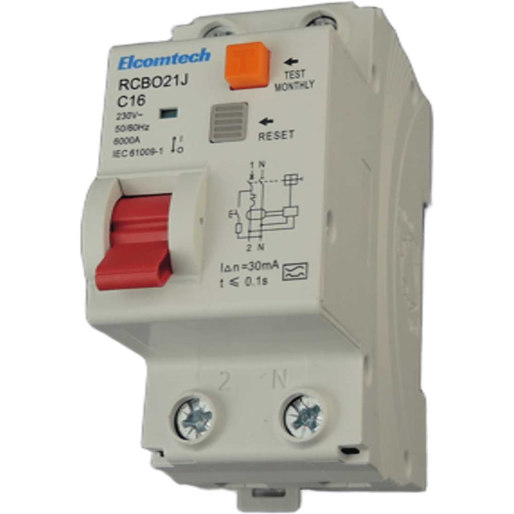Изображение товара Автоматический выключатель Elcomtech RCBO21J-6-1NС16-A30 модульный
