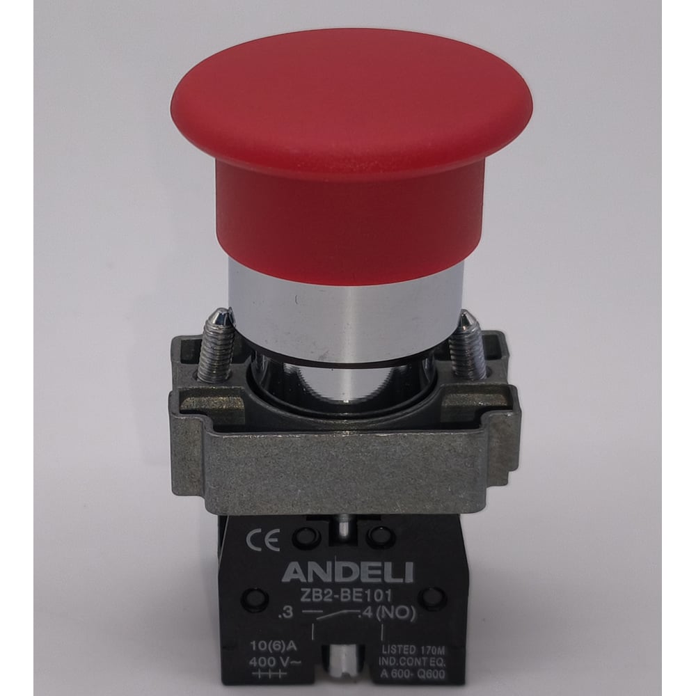 Изображение товара Кнопка ANDELI XB2-BS545 Грибок красный с фиксацией ADL10-374