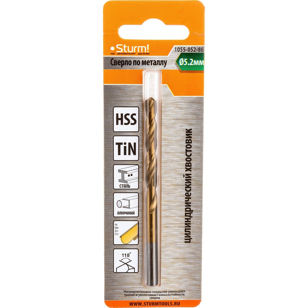 Изображение товара Сверло по металлу (5.2х52х86 мм) Sturm 1055-052-86