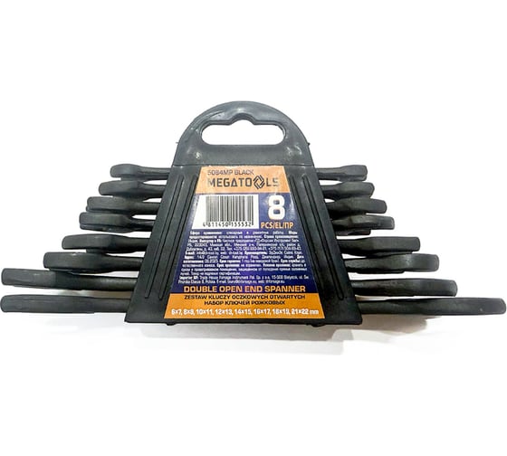 Изображение товара Набор ключей рожковых MEGATOOLS 8 предметов MT-5084MP Black(66632)