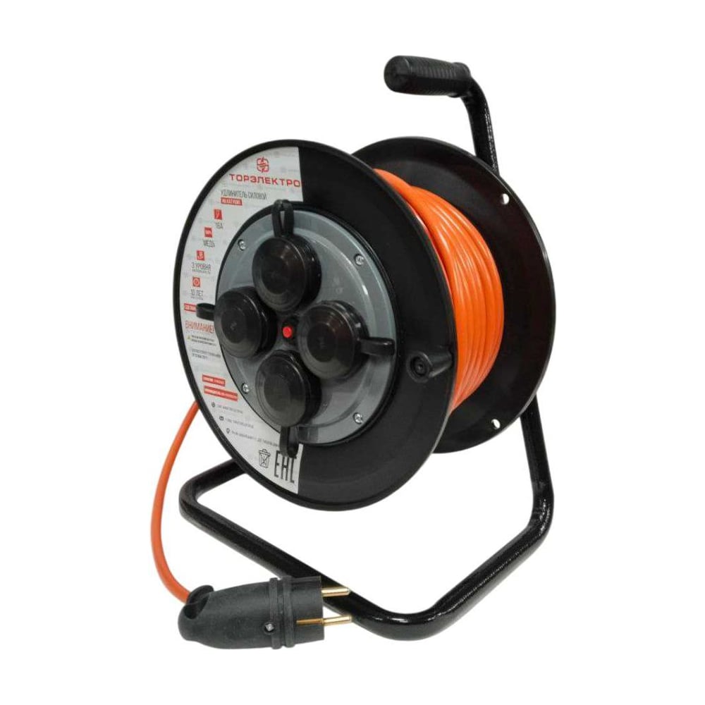 Изображение товара Удлинитель [ТОРЭЛЕКТРО] ПВС 30 м с термовыключателем и 4 розетки