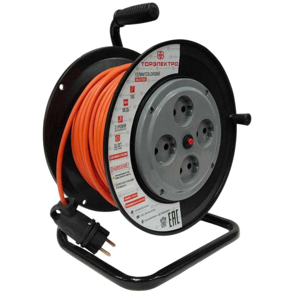 Изображение товара Удлинитель ТОРЭЛЕКТРО ПВС 4 розетки 20 м с термовыключателем