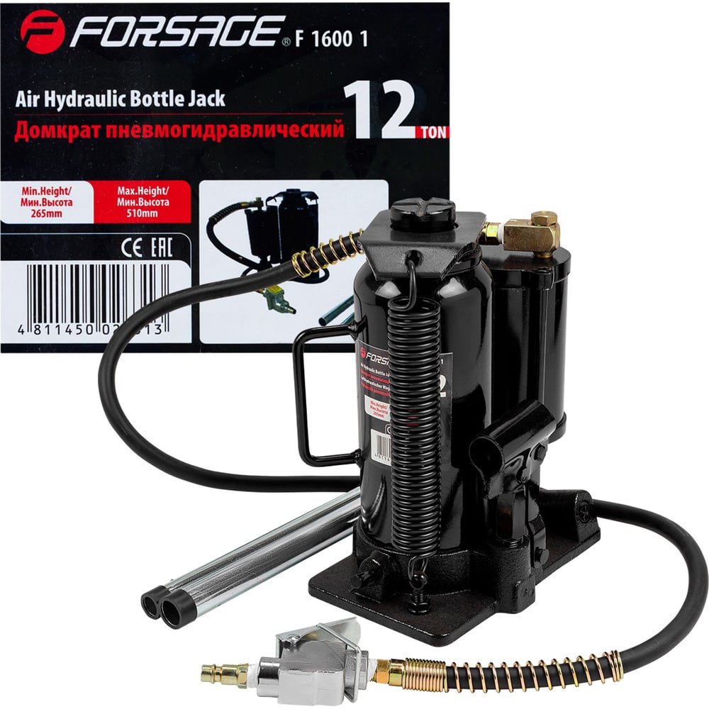 Изображение товара Домкрат Forsage F-1600-1 12 т пневмогидравлический бутылочный