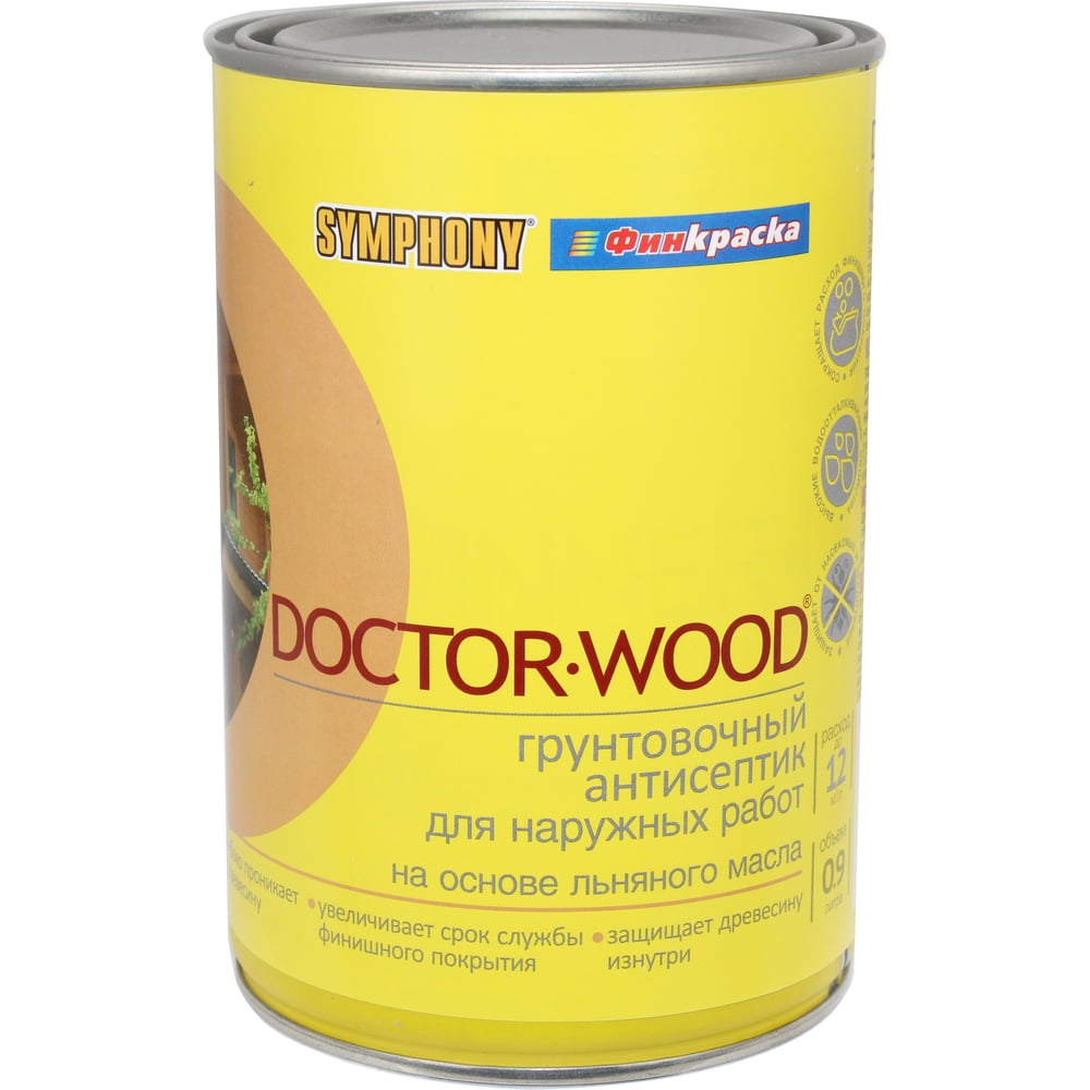 Изображение товара Антисептик грунтовочный SYMPHONY, доктор вуд, 1/0.9л, oсновной 00-00009739