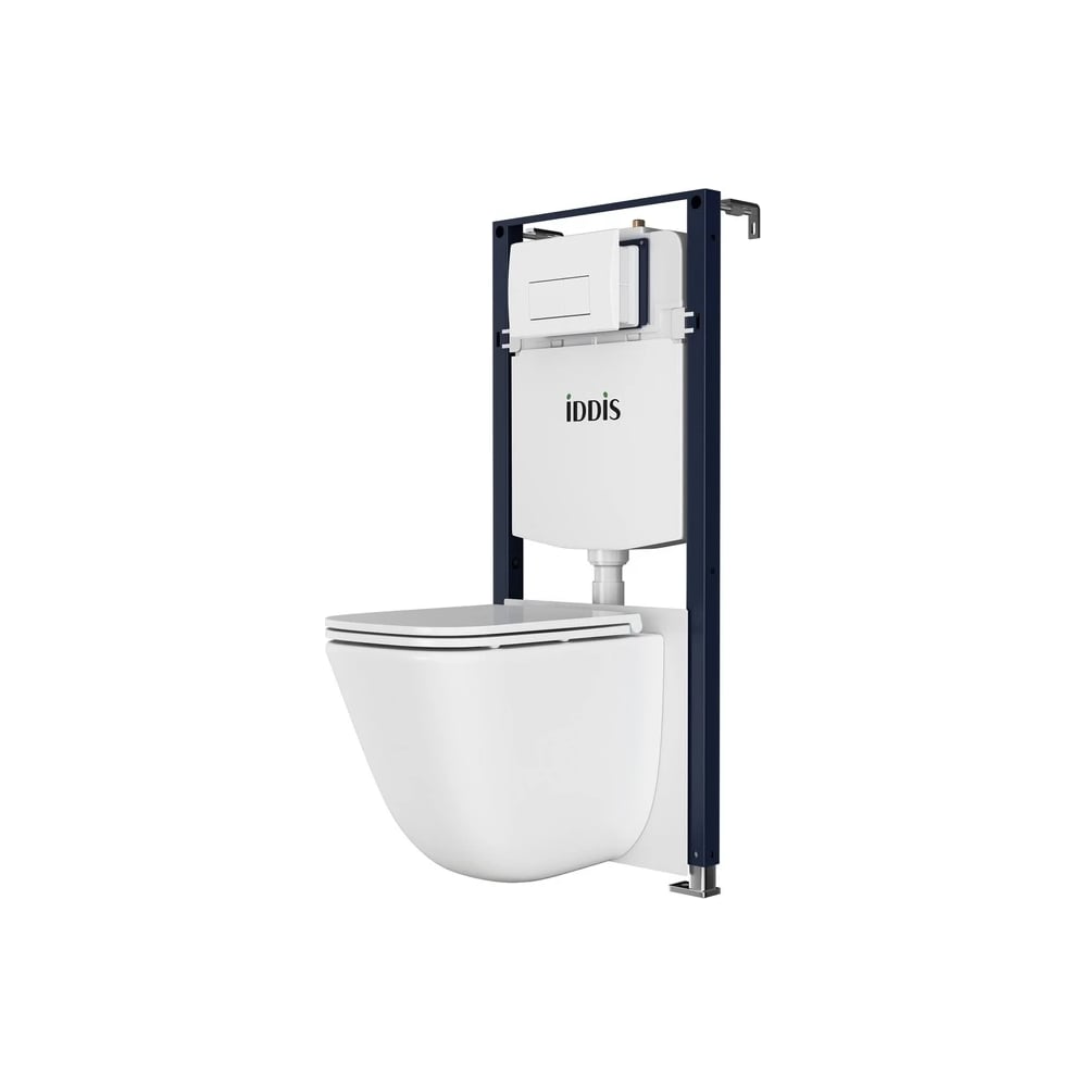 Изображение товара Комплект 3 в 1: подвесной унитаз, инсталляция и белая клавиша смыва IDDIS Basic BASTQ03i73