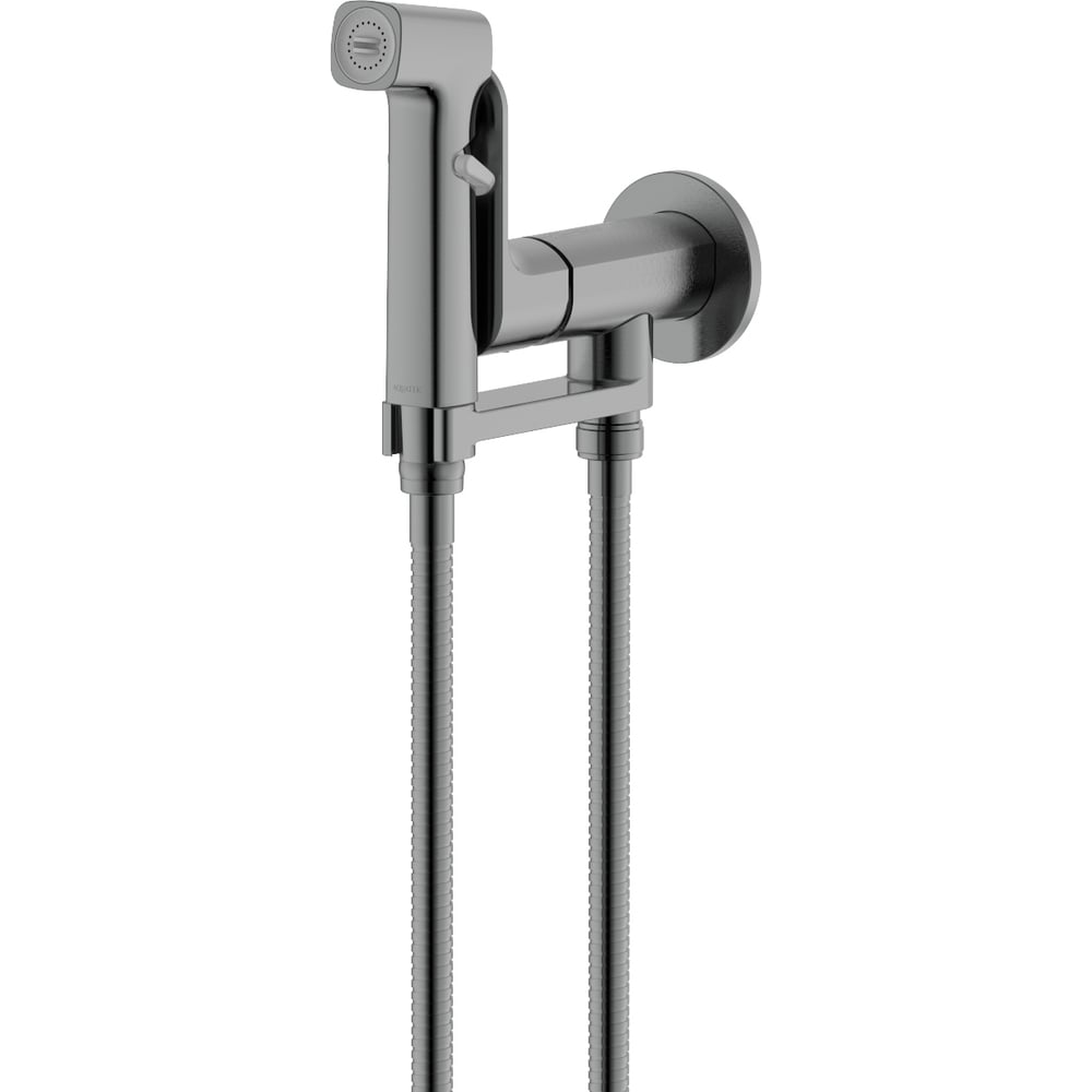 Изображение товара Комплект для гигиенического душа AQUATEK АЛЬФА встроенный (смеситель + гигиеническая лейка + шланг), оружейная сталь AQ1919BGM 00000147282