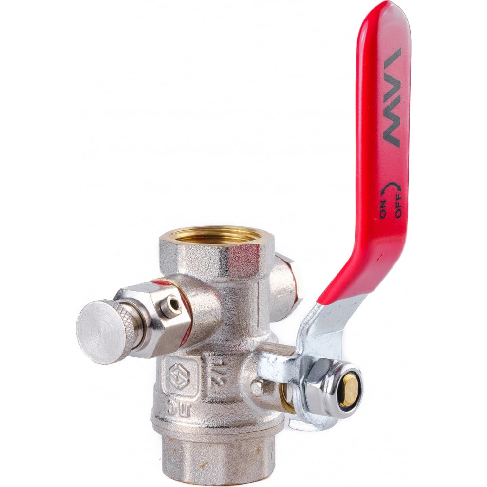 Изображение товара Кран шаровой MVI BV.830.04 1/2 вн.-вн. рычажная, дренаж, воздухоотводчик