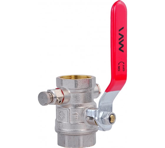 Изображение товара Кран шаровой MVI ГОСТ с дренажем и воздухоотводчиком, 1 вн.-вн., рычажная рукоятка BV.830.06