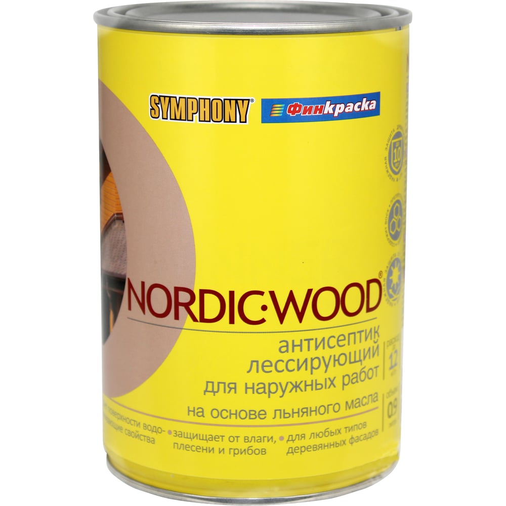 Изображение товара Антисептик SYMPHONY Nordik Wood 0.9 л — антисептирование и грунтование наружных работ