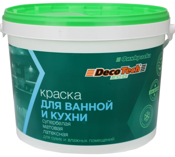 Изображение товара Краска в/э DecoTech Eco, для ванной и кухни, 3кг, oсновной 00-00014228