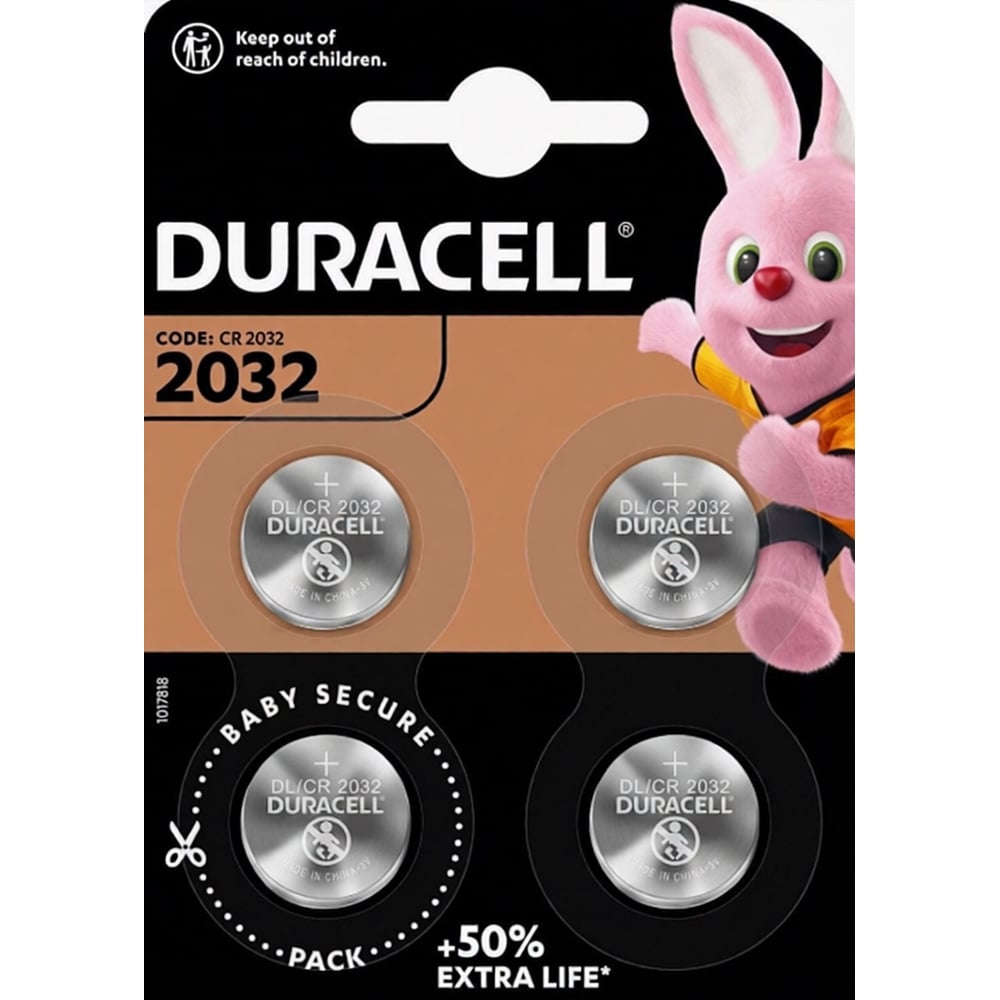 Изображение товара Батарейка Duracell Lithium CR2032 BL4 литиевая RPL00583