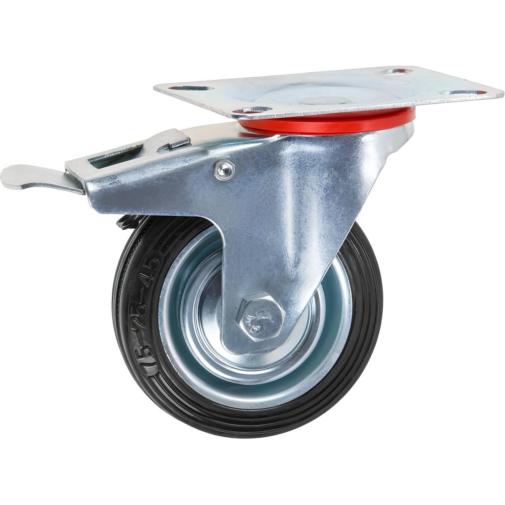 Изображение товара Опора колесная STARFIX 75 мм на площадке с фиксатором резиновая (SMF-49705-1) ЦЗ-5794816401