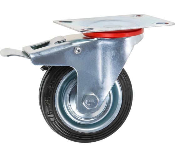 Изображение товара Опора колесная STARFIX 75 мм на площадке с фиксатором резиновая (SMF-49705-1) ЦЗ-5794816401