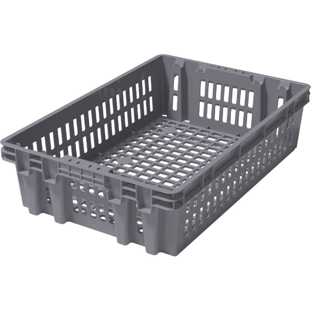 Изображение товара Ящик полимерный Тара.ру 600х400х152,5 хлебный перфорированный серый 40672